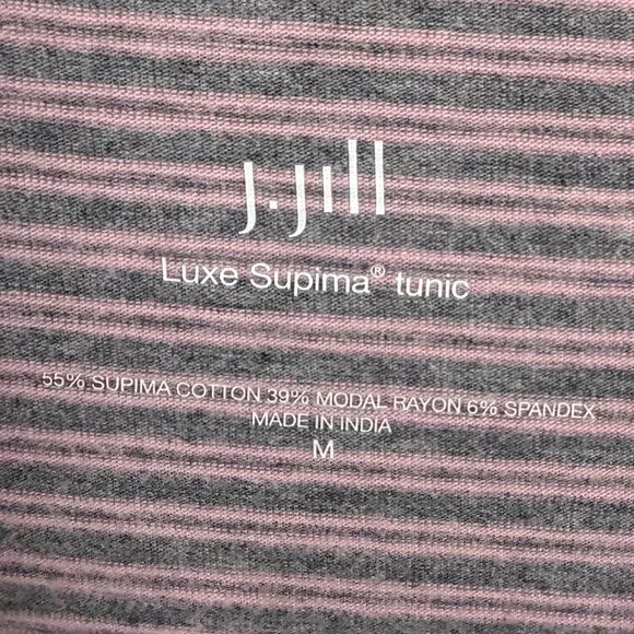 J. Jill Striped Luxe Supima Tunic Top Gray Pink M Soft - Picture 4 of 6
